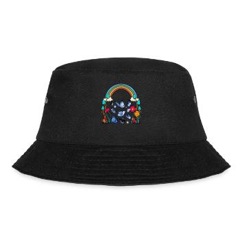 Regenbogen Schmetterlinge Natur Blumen Insekt - Bucket Hat - Schwarz - Vorne - Lela (165cm)
