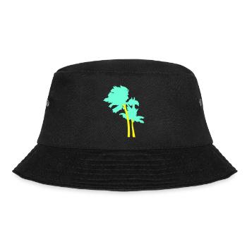 2 Palmen Insel Baum Strand Urlaub Kokosnuss Meer - Bucket Hat - Schwarz - Vorne - Lela (165cm)