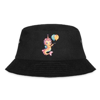 Seahorse Birthday Comic Cute - Bucket Hat - black - Front - Lela (165cm)