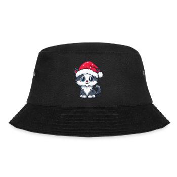 Katze Weihnachten Niedlich - Bucket Hat - Schwarz - Vorne - Lela (165cm)
