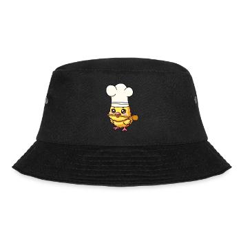 Kochmütze Kochlöffel Küken Koch Köche Köchin - Bucket Hat - Schwarz - Vorne - Lela (165cm)