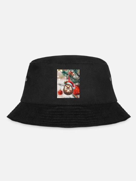 Weihnachtlicher Igel: Süßer Weihnachts-Look - Bucket Hat - Schwarz