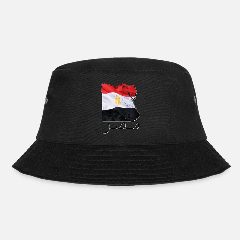 Egypt Flag in Egypt Map EC - Bucket Hat - black