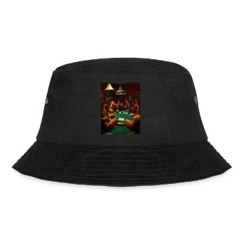 Winged poker face – roosters gamble - Bucket Hat - black - Front - Lela (165cm)