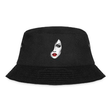 Beautiful Woman's Face Aesthetics Art with Red Lips - Bucket Hat - black - Front - Lela (165cm)