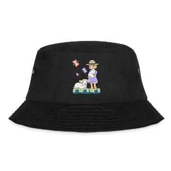 Children Child Girl Sheep Sheep Lamb Easter - Bucket Hat - black - Front - Lela (165cm)