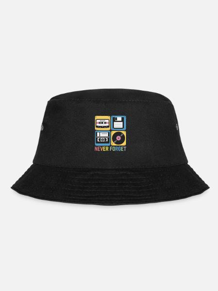 Never Forget 80er Jahre Mix Tape Diskette VHS - Bucket Hat - Schwarz