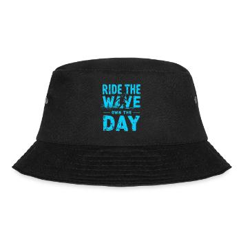 Surfer Ride the Wave – Own the Day Saying - Bucket Hat - black - Front - Lela (165cm)