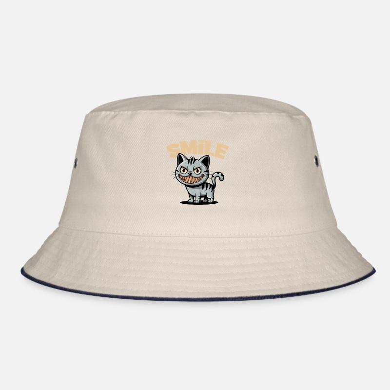 Lächeln Katze Grinsen Comic Stil Smile Bucket Hat