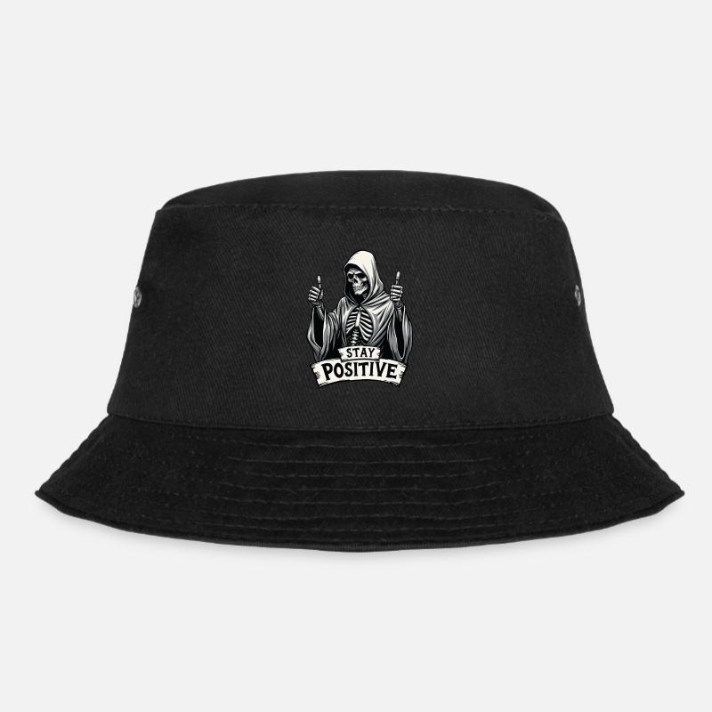 Stay Positive – Lustiger Sensenmann - Bucket Hat - Schwarz