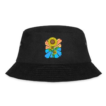 Sonneunblume Blumen Blume Garten Retro - Bucket Hat - Schwarz - Vorne - Lela (165cm)