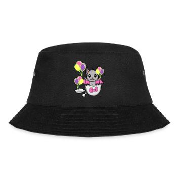 Fledermaus Baby Geburt Geburtstag Kinder Kind Ei - Bucket Hat - Schwarz - Vorne - Lela (165cm)