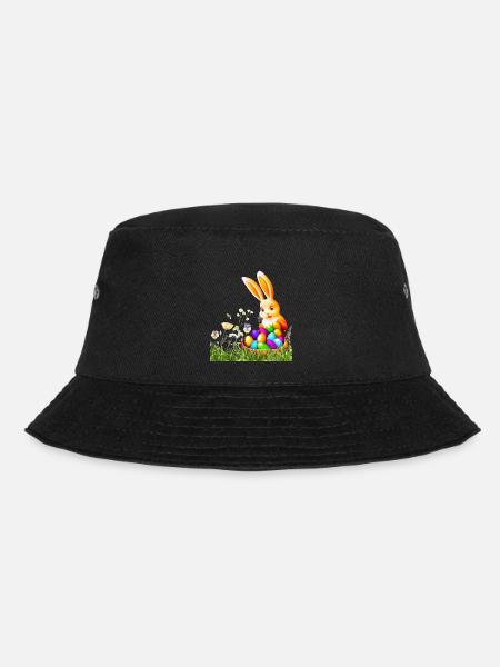 Lapin de Pâques avec des œufs colorés - Bob - noir