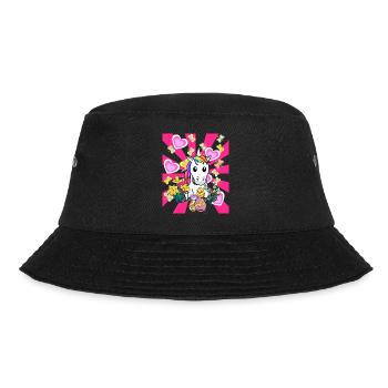 Ostern Einhorn Einhörner Küken Ostereier Retro - Bucket Hat - Schwarz - Vorne - Lela (165cm)