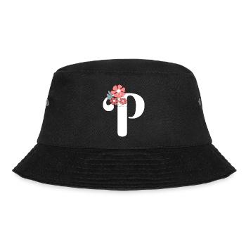 Buchstabe p Minimalistische Blumen - Bucket Hat - Schwarz - Vorne - Lela (165cm)