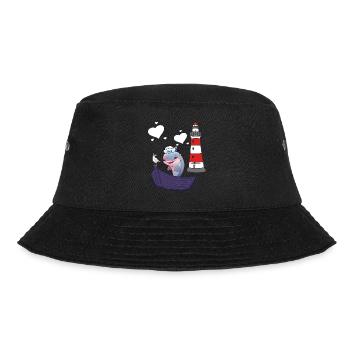 Delphin Fisch Fische maritim Kinder Kind Boot - Bucket Hat - Schwarz - Vorne - Lela (165cm)
