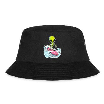 Alien is surfing the Ocean Waves 1 - Bucket Hat - Schwarz - Vorne - Lela (165cm)
