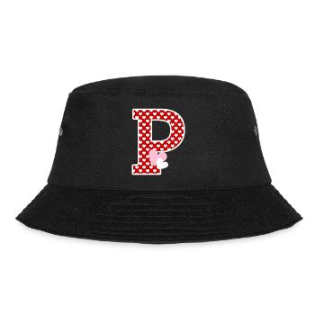 Buchstabe p Herz - Bucket Hat - Schwarz - Vorne - Lela (165cm)