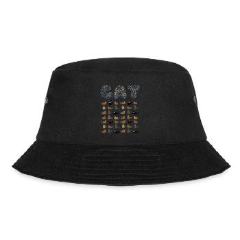 CAT-Mosaik-Briefe - Bucket Hat - Schwarz - Vorne - Lela (165cm)