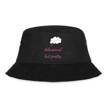 Wahnhaft, aber hübsch – Y2K Soft Girl Selbstvertrauen T - Bucket Hat - Schwarz - Vorne - Lela (165cm)