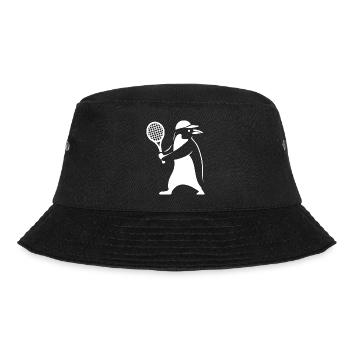 Minimalistischer Pinguin Tennis Rückhand Spieler - Bucket Hat - Schwarz - Vorne - Lela (165cm)