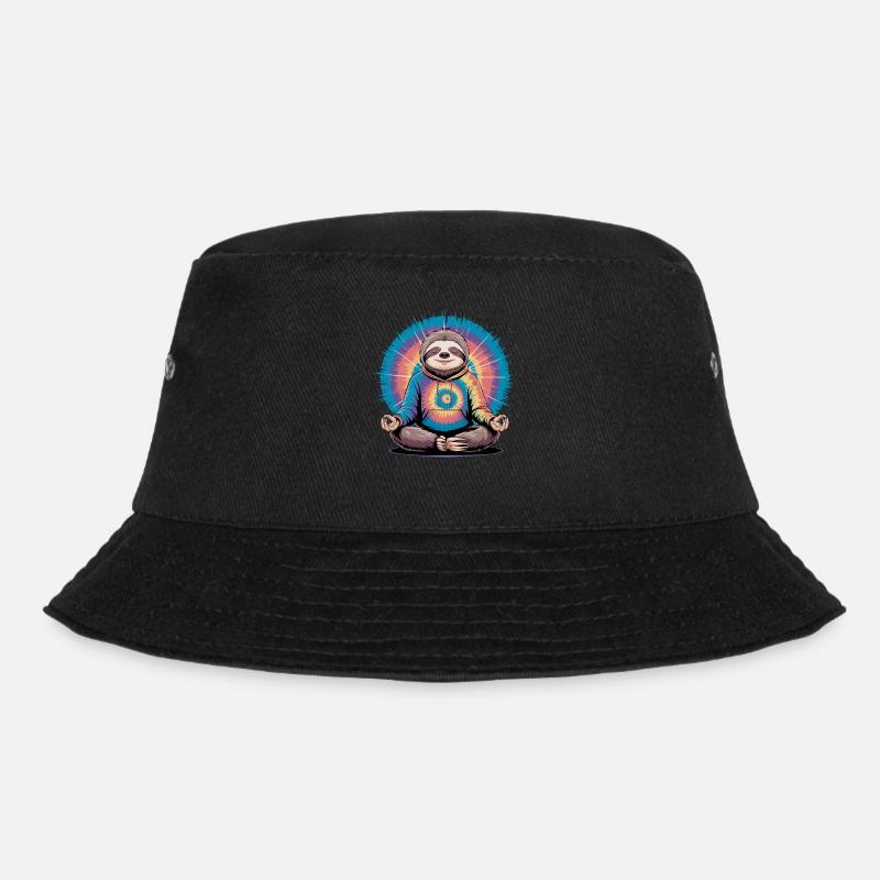 Meditierendes Faultier im Regenbogen-Look - Bucket Hat - Schwarz