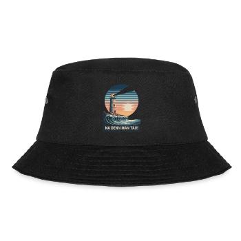 Na Denn Man Tau - Leuchtturm Und Welle Im - Bucket Hat - Schwarz - Vorne - Lela (165cm)