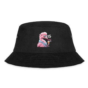 It escalates anyway Flamingo with sunglasses and wine - Bucket Hat - black - Front - Lela (165cm)