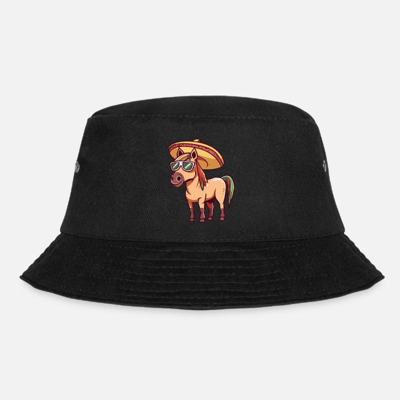 Pferd Lustig Sombrero - Bucket Hat - Schwarz
