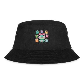 Cheerful frog family with bow for kids - Bucket Hat - black - Front - Lela (165cm)
