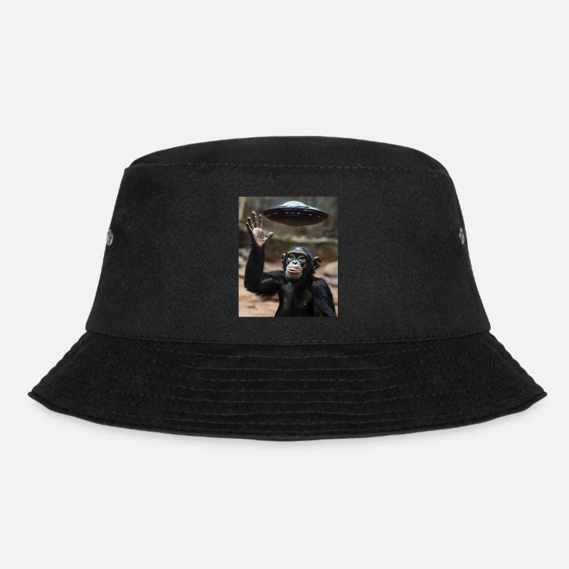 Schimpanse Affe UFO - Bucket Hat - Schwarz