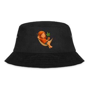 Zwergin in Hängematte mit Cannabispflanze - Bucket Hat - Schwarz - Vorne - Lela (165cm)