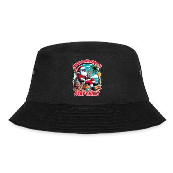 Santa am Strand – Merry Christmas & Stay Chill - Bucket Hat - Schwarz - Vorne - Lela (165cm)