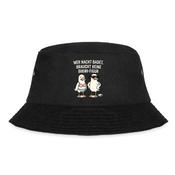 Nackt badet Bikini-Figur Spruch - Bucket Hat - Schwarz - Vorne - Lela (165cm)