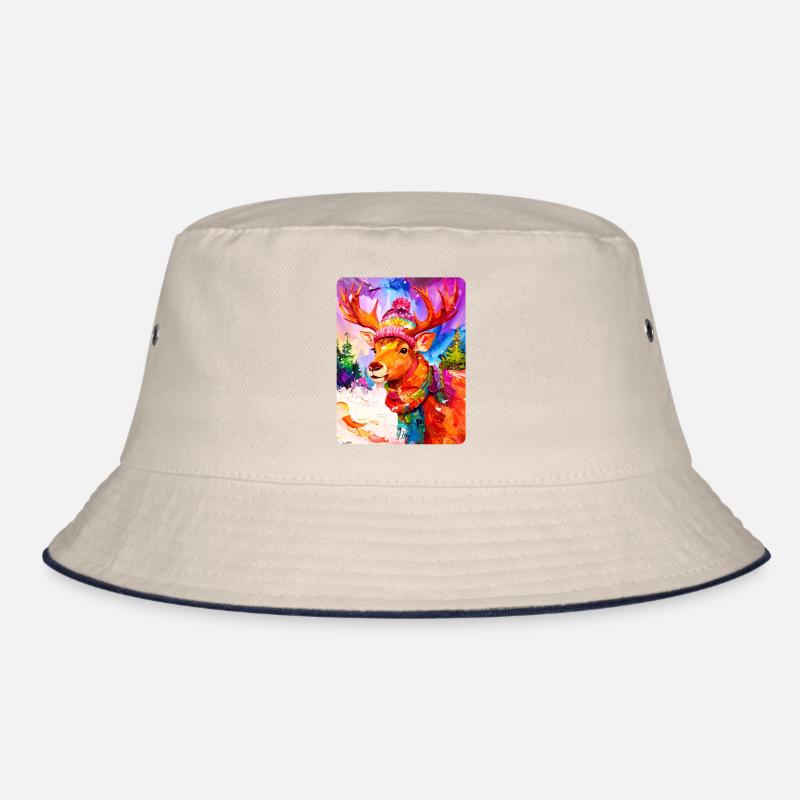 Reindeer with bobble hat Bucket Hat