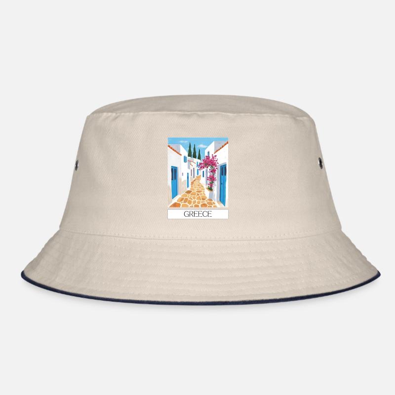 Griechischer Straßenpfad Blauweiß Bucket Hat