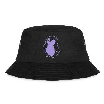 Cute Minimalist Penguin Silhouette Girl - Bucket Hat - black - Front - Lela (165cm)