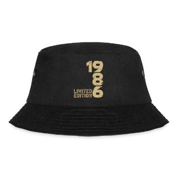 1986 Limited Edition Schriftzug 40. Geburtstag - Bucket Hat - Schwarz - Vorne - Lela (165cm)