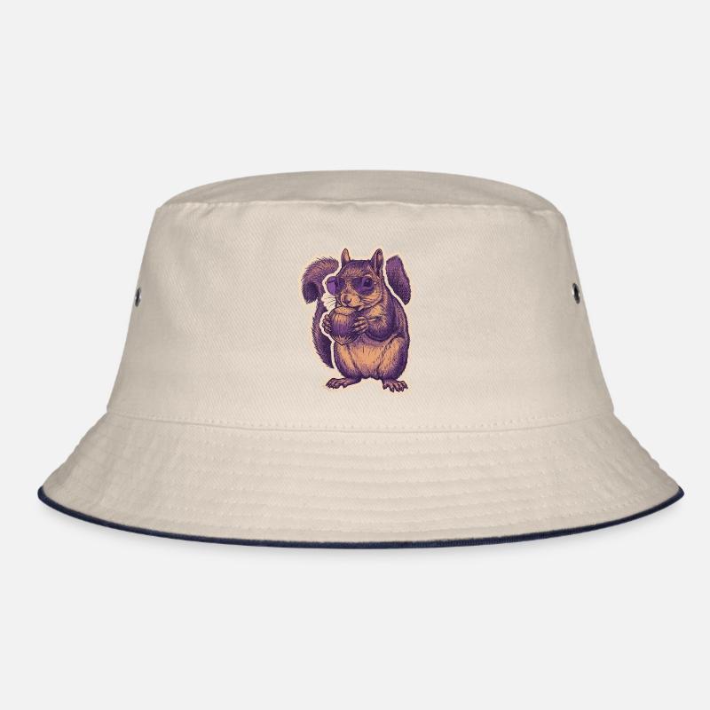Squirrel with sunglasses nibbling hazelnut Bucket Hat