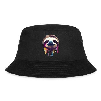 Faultier Neon Farbtropfen Illustration - Bucket Hat - Schwarz - Vorne - Lela (165cm)