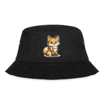 Warming fox with scarf - Bucket Hat - black - Front - Lela (165cm)