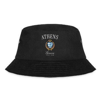 Athen Griechenland Wappen Krone – Reise Souvenir - Bucket Hat - Schwarz - Vorne - Lela (165cm)