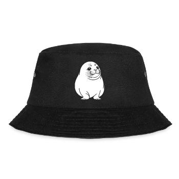 Moppelige Robbe One Line Tiermotiv - Bucket Hat - Schwarz - Vorne - Lela (165cm)
