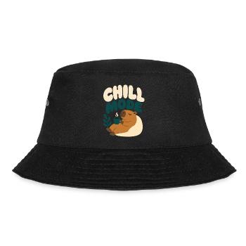 Chill Mode – Entspanntes Capybara mit heißem Geträ - Bucket Hat - Schwarz - Vorne