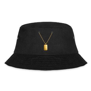 Goldbarren Kettenanhänger  - Bucket Hat - Schwarz - Vorne