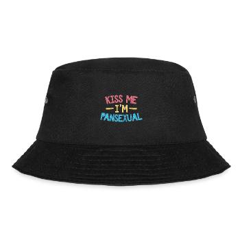 Kiss me I'm Pansexual / LGBTQ, CSD Design - Bucket Hat - Schwarz - Vorne - Lela (165cm)