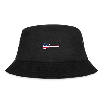GITARRE MIT US AMERIKANISCHER FLAGGE GITARREN - Bucket Hat - Schwarz - Vorne - Lela (165cm)