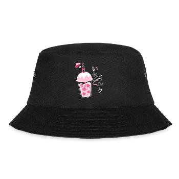 Erdbeermilch, Japanisch, Kawaii, Strawberry Milk - Bucket Hat - Schwarz - Vorne - Lela (165cm)