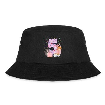 5th Birthday Girl Cats Outfit 5 Year Old - Bucket Hat - black - Front - Lela (165cm)