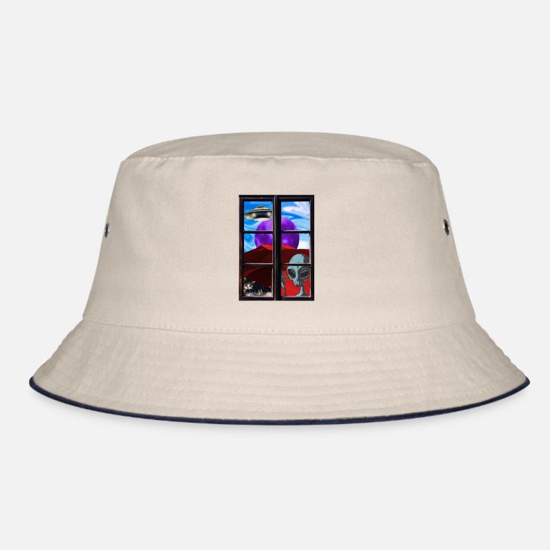Seltsame Alien-Katze UFO Bucket Hat